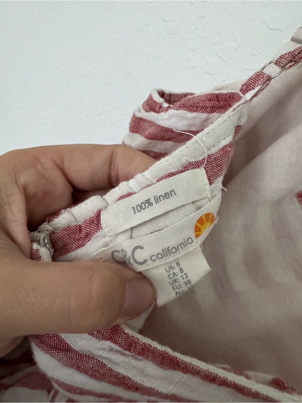 C&C California Red and White Striped Tie-Waist Romper - Picture 3 of 3